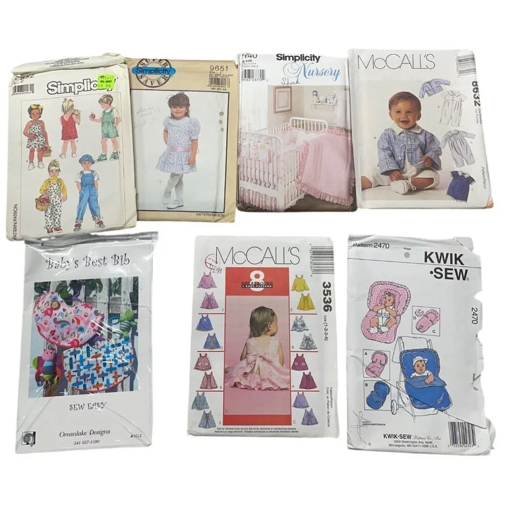 Sewing Pattern Lot‎ of 7 Babies Infants Toddler